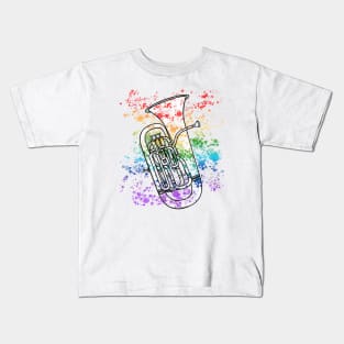 Euphonium Rainbow Colours Euphoniumist Brass Musician Kids T-Shirt